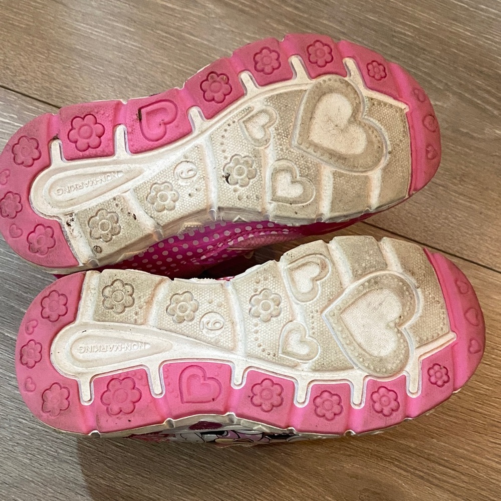 Minnie Mouse Size 9 Sz 9T Girls Pink Kids Sneakers Light Up Bow Disney Sparkle - Picture 6 of 7